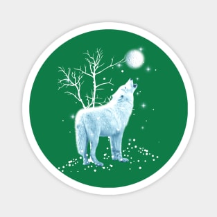 White Wolf Winter Moon Magnet